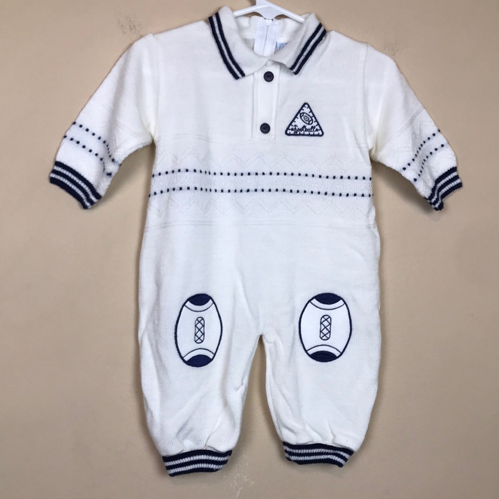 VTG Glynne Percy Baby Boys’ Football Theme Embroidered Patch Knees Bodysuit